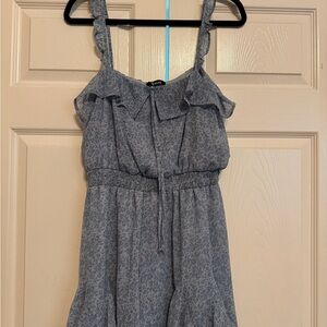 Blue Patterned Sleeveless Romper